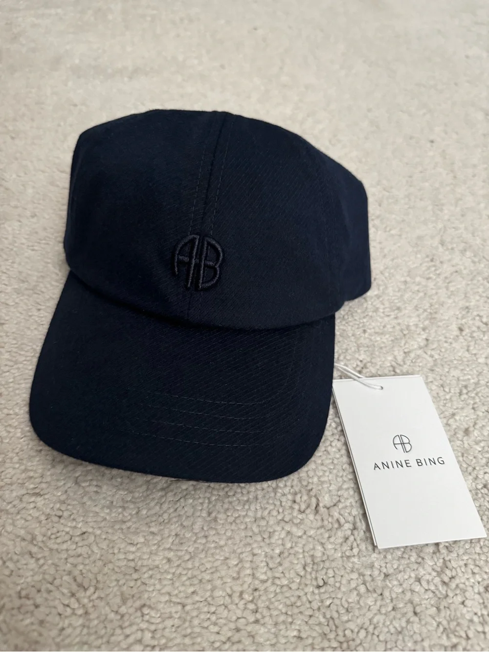 Anine Bing Dark Blue Baseball Cap with Embroidered AB Logo